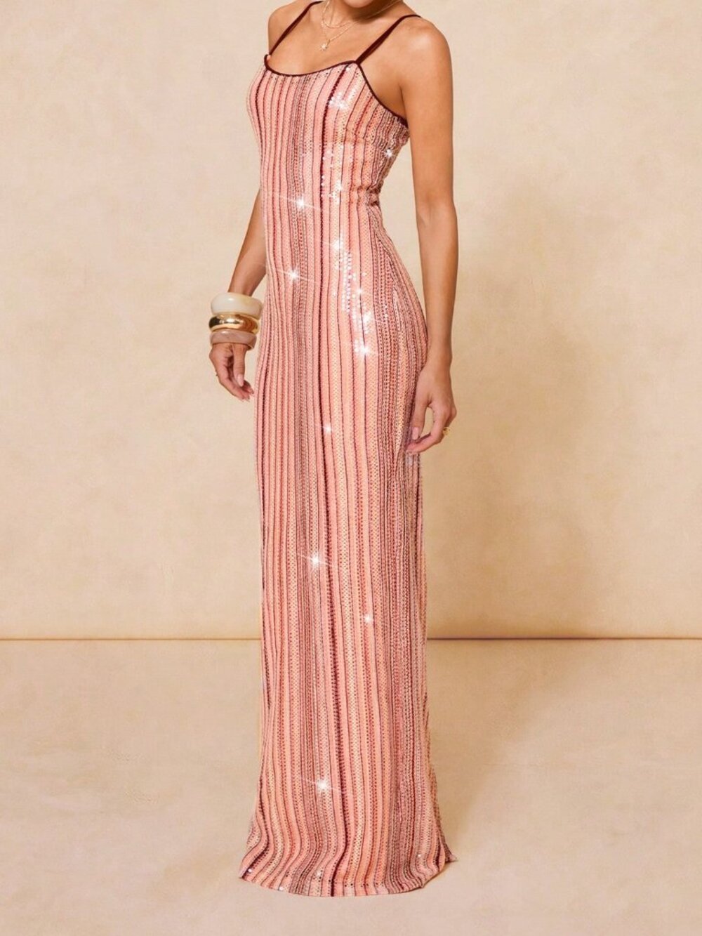 Pink Party Women's Sequin Maxi Dress - Picture 5 of 7